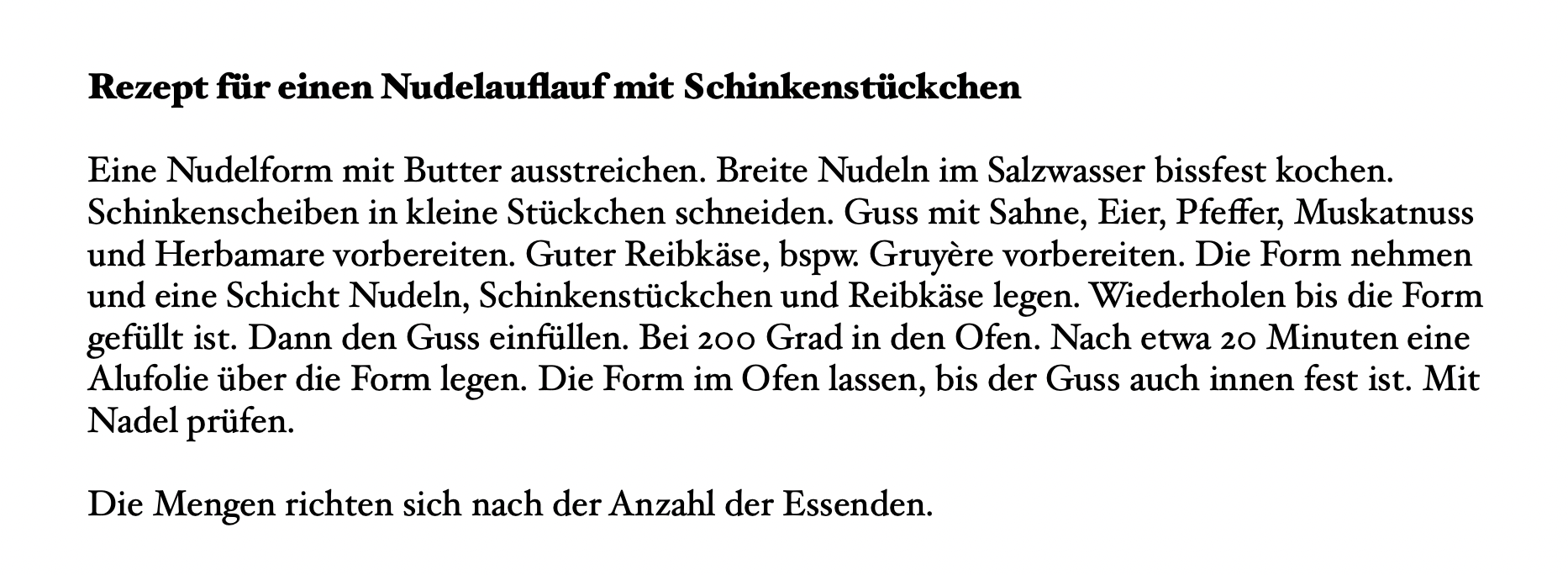 Screenshot eines Rezepts