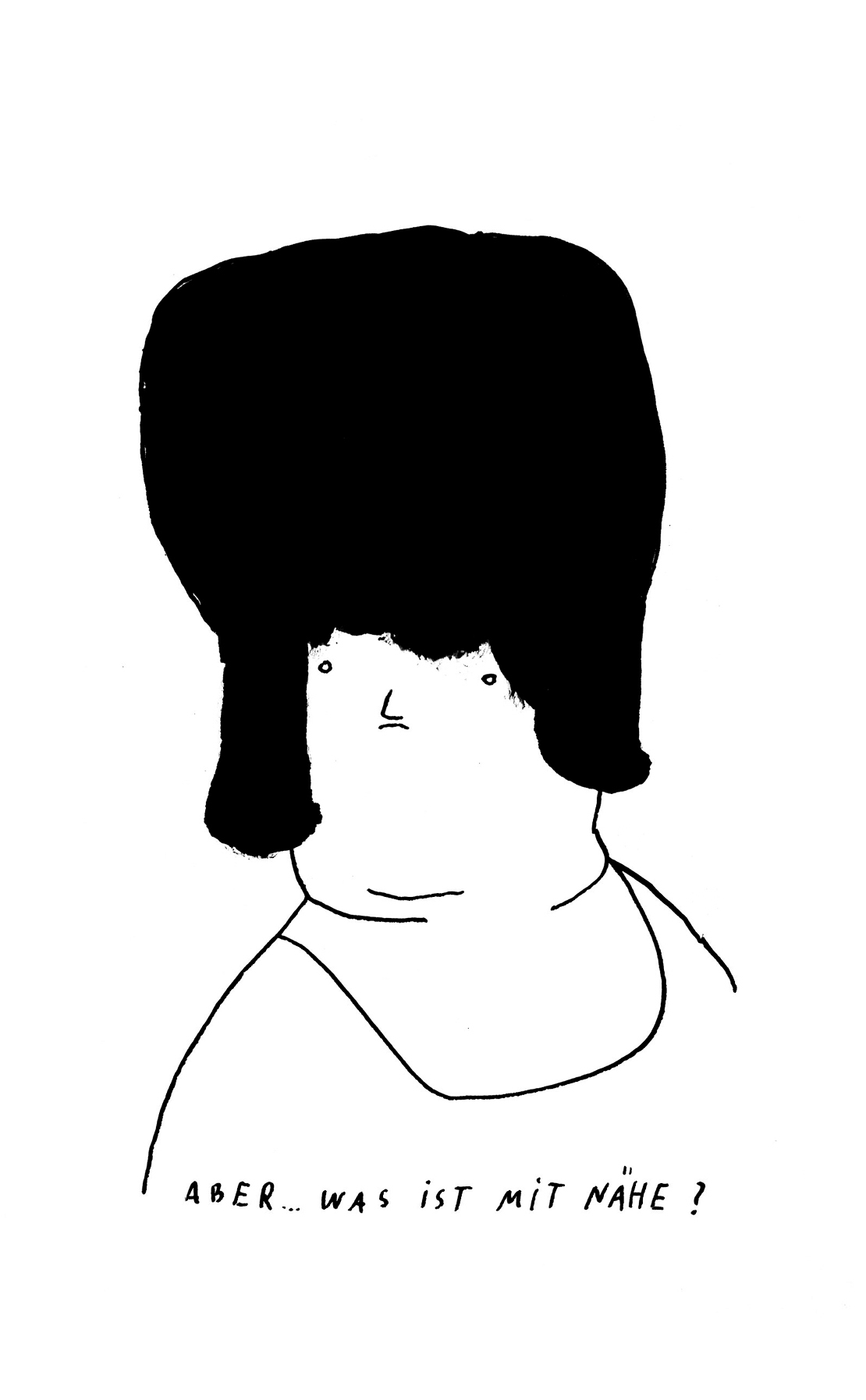 Illustration von einer Frau mit auftoupierten, schwarzen Haaren