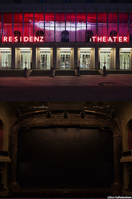 Residenztheater Fassade und der Publikumsraum von den Münchner Kammerspielen